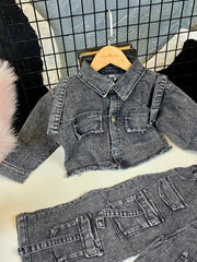 BLACK BAGGY DENIM SET