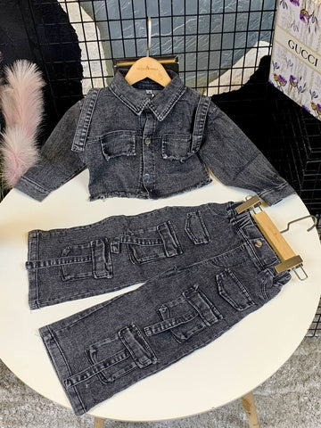 BLACK BAGGY DENIM SET